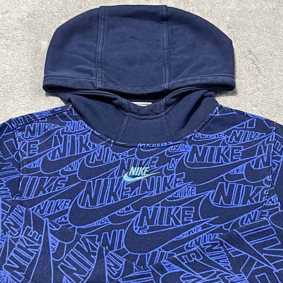 Nike Hoodie Boys XL Blue All Over Print AOP Zip Pocket Pullover Sweatshirt - Picture 3 of 13